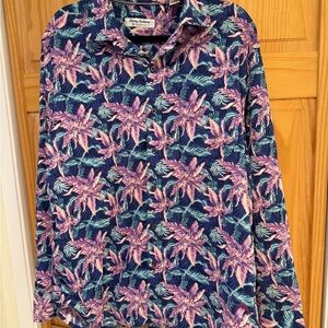 Tommy Bahama Blue and Pink Floral Men's Shirt